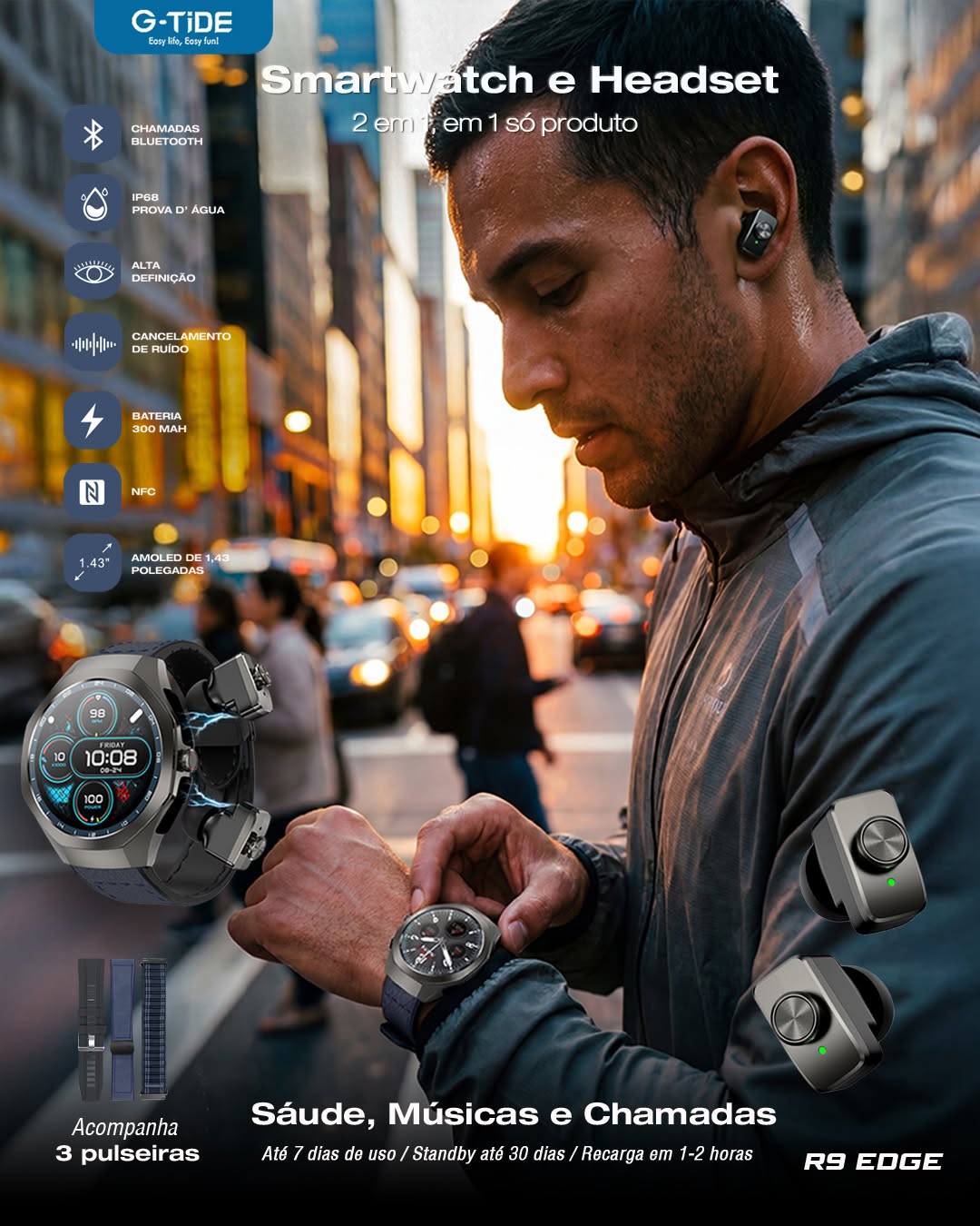 SMARTWATCH GTIDE R9 EDGE NEGRO