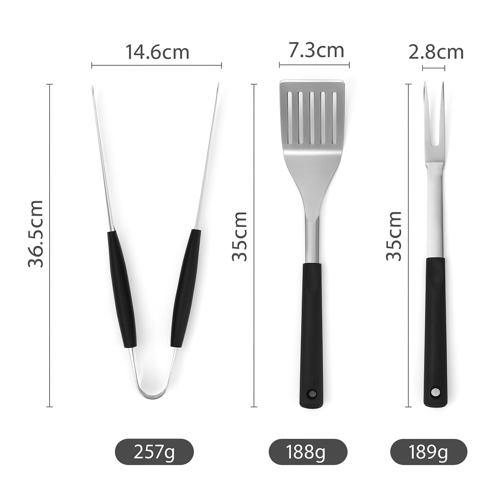 KIT BARBACOA 3 PIEZAS INOX